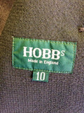 HOBBS DARK BROWN WOOL PENCIL SKIRT & JACKET SUIT SIZE 10