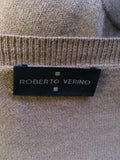 ROBERTO VERINO CAMEL SLEEVELESS KNIT TOP & CARDIGAN TWINSET SIZE 10