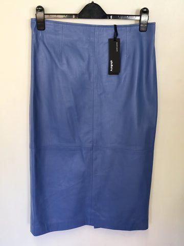 BRAND NEW MARKS & SPENCER AUTOGRAPH CORNFOWER BLUE LEATHER PENCIL SKIRT SIZE 14