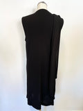 JOSEPH BLACK DRAPED FRONT WITH SCARF SLEEVELESS SHIFT DRESS SIZE 42 UK 12