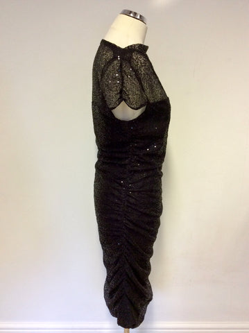BRAND NEW PHASE EIGHT BLACK COBWEB SEQUINNED WIGGLE DRESS SIZE 14