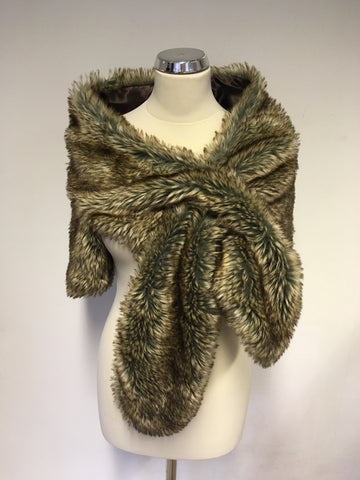 SUZANNE BETTLEY BROWN FAUX FUR STOLE/WRAP