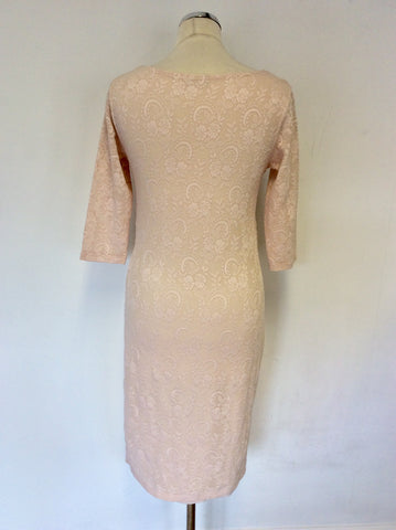 PHASE EIGHT PALE PINK LACE STRETCH PENCIL DRESS SIZE 12