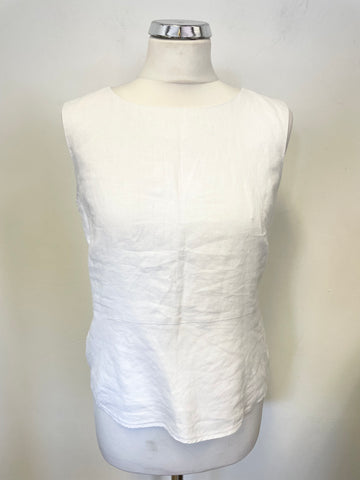 HOBBS WHITE SLEEVELESS REAR BUTTON FASTEN TOP SIZE 10