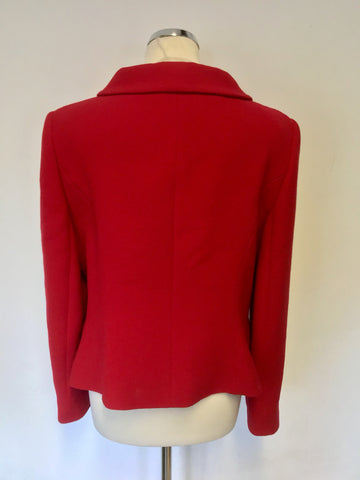 HOBBS RED WOOL BLEND DOUBLE BREASTED JACKET SIZE 14