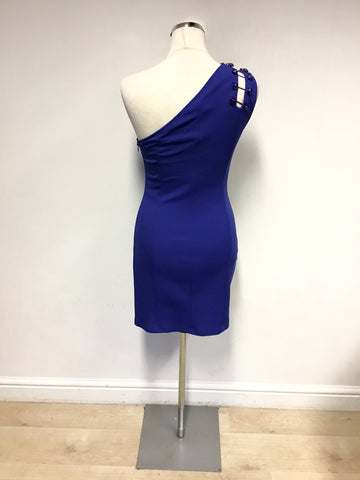 VERSUS VERSACE COBALT BLUE ONE SHOULDER STRETCH MINI DRESS SIZE 42 UK 8/10