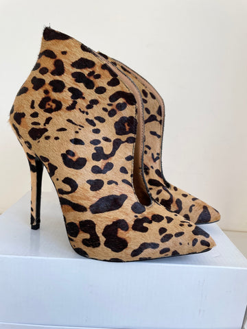 BRAND NEW STEVE MADDEN DERIVED CAMEL LEOPARD PRINT PONYSKIN BOOTIES SIZE UK 5/38