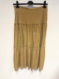 HENRY COTTONS CAMEL FINE CORDUROY TIERED MIDI SKIRT SIZE 44 UK 12