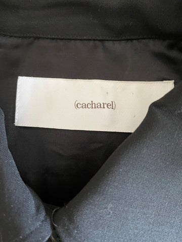 CACHAREL BLACK WOOL PLEATED DESIGN LONG SLEEVE BUTTON FASTEN JACKET SIZE 10