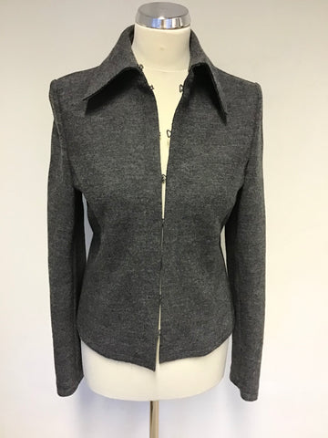 LK BENNETT DARK GREY WOOL JACKET & SKIRT SUIT SIZE 10