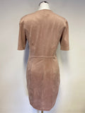 MARCCAIN NUDE PINK FAUX SUEDE SHORT SLEEVE PENCIL DRESS SIZE 4 UK 14