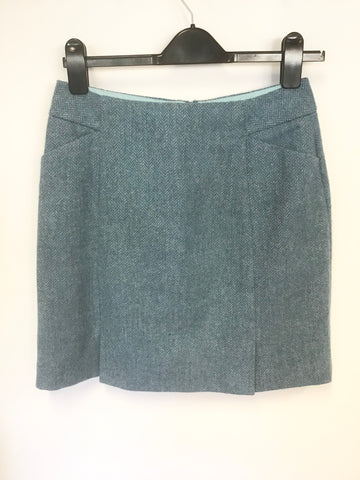 BODEN TURQUOISE TWEED BY MOON MINI SKIRT SIZE 10R