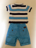 TIMBERLAND BLUE & WHITE OUTFITS WITH SUNHAT AGE 9 MONTHS