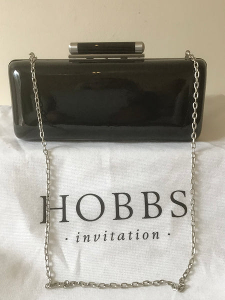 HOBBS INVITATION BLACK HARD CASE CLUTCH/ SHOULDER BAG