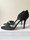 LK BENNETT BLACK SATIN OPEN TOE CUT OUT SIDE SPECIAL OCCASION HEELS SIZE 7.5/41