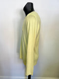 REISS LEMON COTTON & CASHMERE BLEND V NECK LONG SLEEVE JUMPER SIZE L