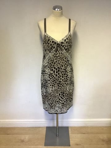 Marccain Leopard Print Wool Blend Dress Size N5 UK 14/16