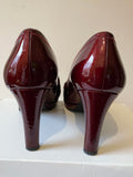 STUART WEITZMAN FOR RUSSELL & BROMLEY DEEP RED/WINE PATENT LEATHER PEEPTOE HEELS SIZE 6/39