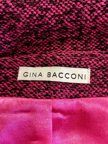 GINA BACCONI PINK & BLACK MARL PENCIL DRESS & JACKET SIZE 18