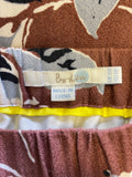 BODEN BROWN,LEMON & GREY LEAF PRINT ELASTICATED WAIST COTTON SKIRT SIZE 12R