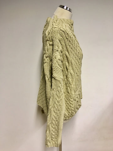 NICOLE FARHI SAND COTTON CABLE KNIT OVERSIZE JUMPER SIZE M