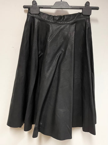 FRENCH CONNECTION BLACK FAUX LEATHER FULL CIRCLE SKIRT SIZE 8