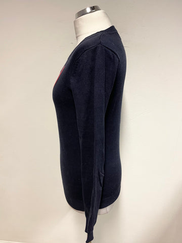 LOUCHE COTTON NAVY WITH PINK LOBSTER FRONT JUMPER SIZE 8