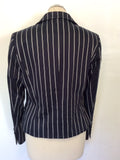 PLANET DARK BLUE PINSTRIPE COTTON BLEND JACKET SIZE 12