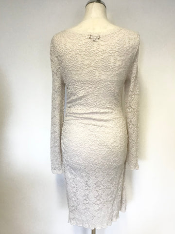 PHASE EIGHT IVORY LACE LONG SLEEVE STRETCH PENCIL DRESS SIZE 10