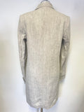OUI NATURAL/ BEIGE 100% LINEN LONG LINE JACKET SIZE 10