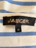 JAEGER BLUE & WHITE STRIPED COTTON LONG SLEEVE CARDIGAN/ TOP SIZE M