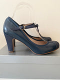 HUSH PUPPIES NAVY BLUE LEATHER T BAR COURT SHOES SIZE 6/39