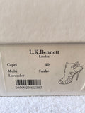 LK BENNETT CAPRI BEIGE & LAVENDER SNAKESKIN HEEL SANDALS SIZE 7/40