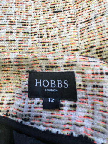HOBBS CREAM, BROWN & CORAL WEAVE A-LINE SKIRT SIZE 12