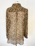 MINT VELVET BLACK,CAMEL & TAN LEOPARD PRINT LONG SLEEVED BLOUSE SIZE 14