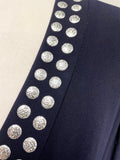 JOSEPH RIBKOFF NAVY BLUE & SILVER STUD TRIM DETAIL SPECIAL OCCASION DRESS SIZE 16