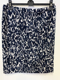 JIGSAW NAVY & WHITE PATTERNED PENCIL SKIRT SIZE 14