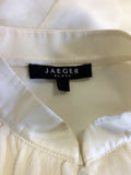 JAEGER IVORY SILK FRILL TRIM SILK BLOUSE SIZE 10