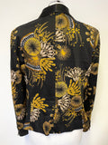WHITE LABEL BY ROFA FASHION GROUP BLACK & MUSTARD PRINT SPECIAL OCCASION JACKET SIZE 16
