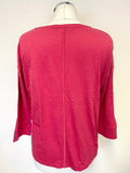 PURE COLLECTION DARK PINK V NECKLINE 3/4 SLEEVE TOP SIZE 10
