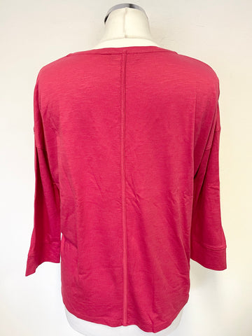PURE COLLECTION DARK PINK V NECKLINE 3/4 SLEEVE TOP SIZE 10