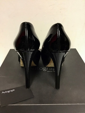 MARKS & SPENCER AUTOGRAPH BLACK PATENT ALL LEATHER HEELS SIZE 6.5/40