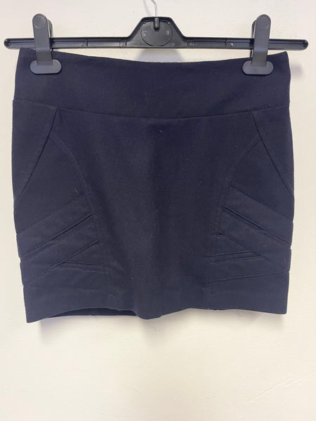 LIBERTY FREEDOM NAVY BLUE 100% WOOL SEAM DETAILING MINI SKIRT SIZE 8