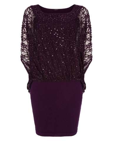 BRAND NEW PHASE EIGHT SERRINA BLACKCURRANT SEQUIN DRESS SIZE 10