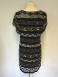 FRENCH CONNECTION BLACK BEADED & SEQUINNED SHIFT DRESS SIZE 12