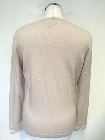 PURE COLLECTION NUDE PINK CASHMERE V NECK LONG SLEEVE JUMPER SIZE 12