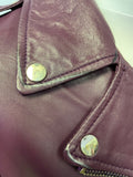 BRAND NEW WITH DEFECTS JAEGER BURGUNDY LEATHER BIKER JACKET SIZE 10