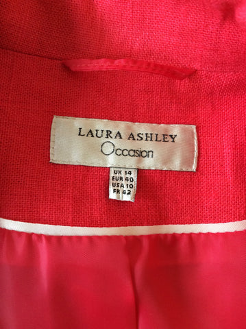 LAURA ASHLEY OCCASIONS CORAL RED LINEN BLEND JACKET SIZE 14
