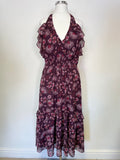 BRAND NEW WHISTLES MAROON PITTI PRINT DOUBLE STRAP FIT & FLARE DRESS SIZE 10