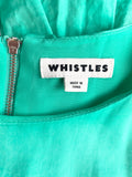 WHISTLES GREEN SLEEVELESS REAR ZIP FEATURE SHORT DRESS SIZE 6